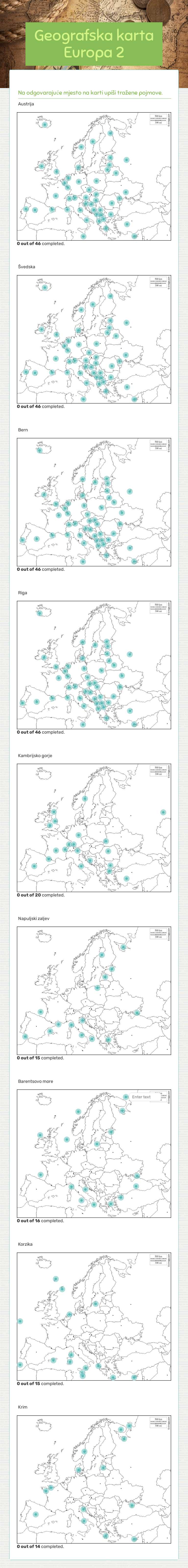 Geografska karta Europa 2 Other worksheet preview