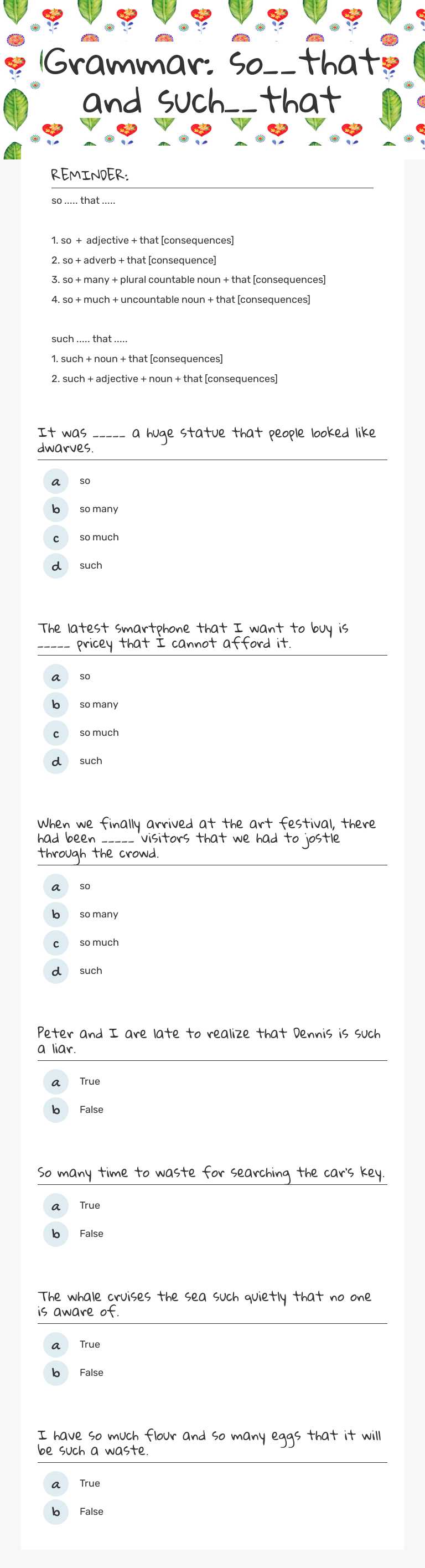 Grammar: so__that and such__that worksheet preview image