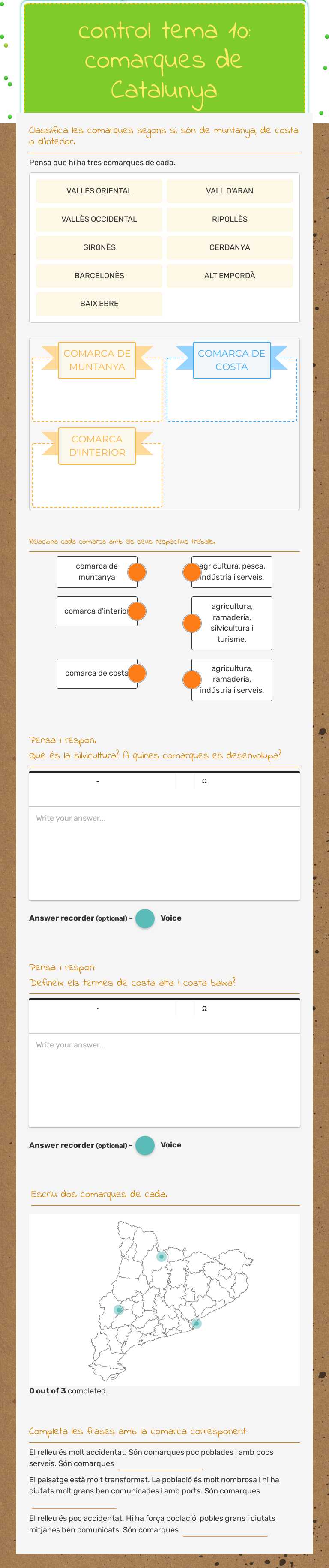 control tema 10: comarques de Catalunya worksheet preview image