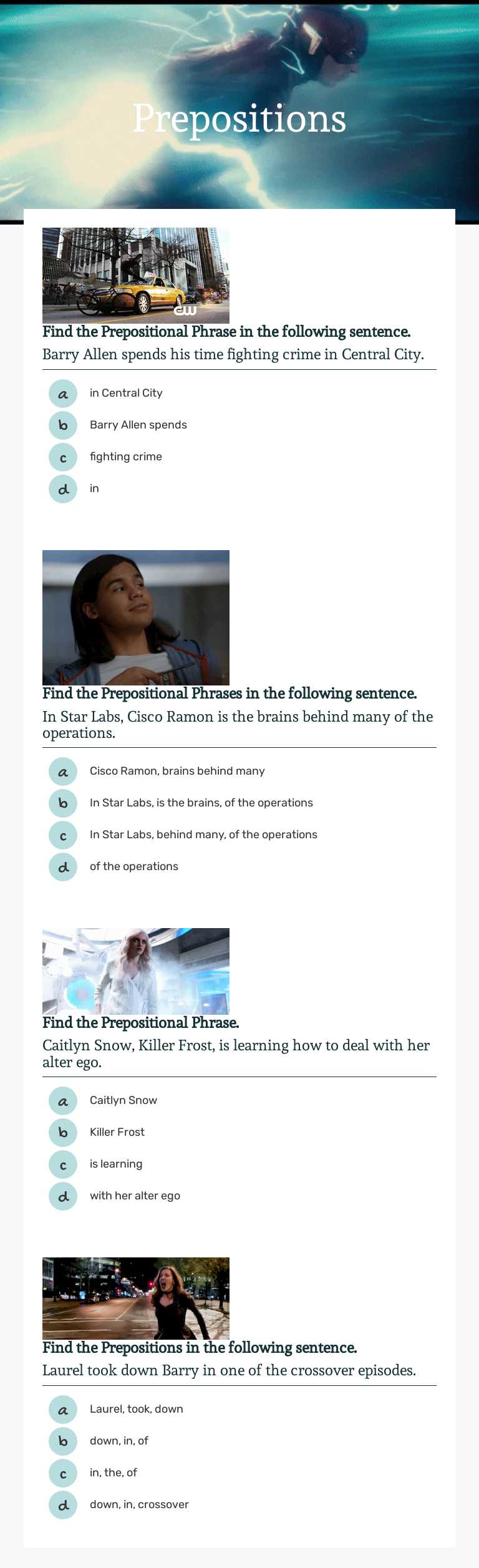 Prepositions worksheet preview image