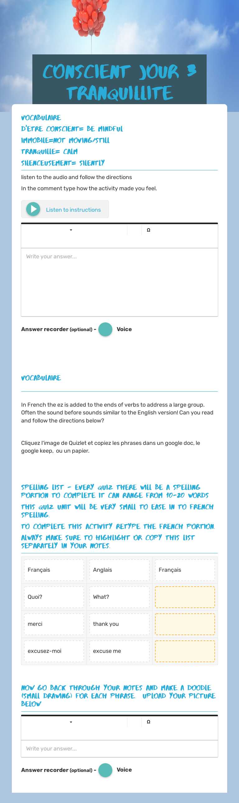 Conscient jour 3 tranquillite worksheet preview image