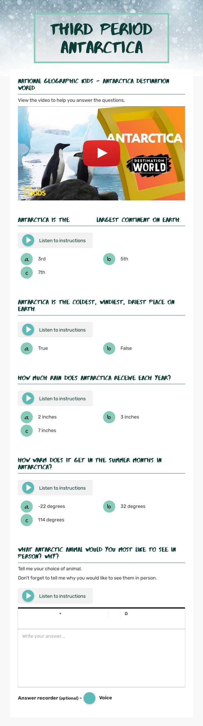 Third Period ANTARCTICA worksheet preview image