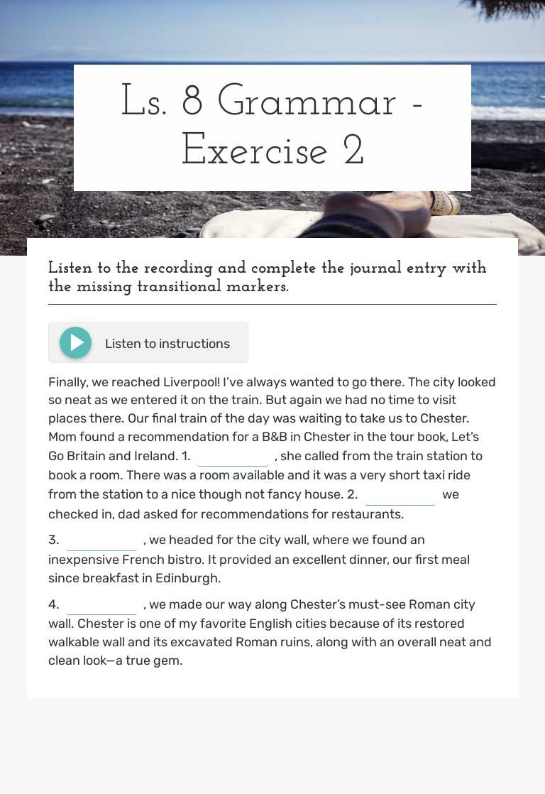 Ls. 8 Grammar - Exercise 2 worksheet preview image