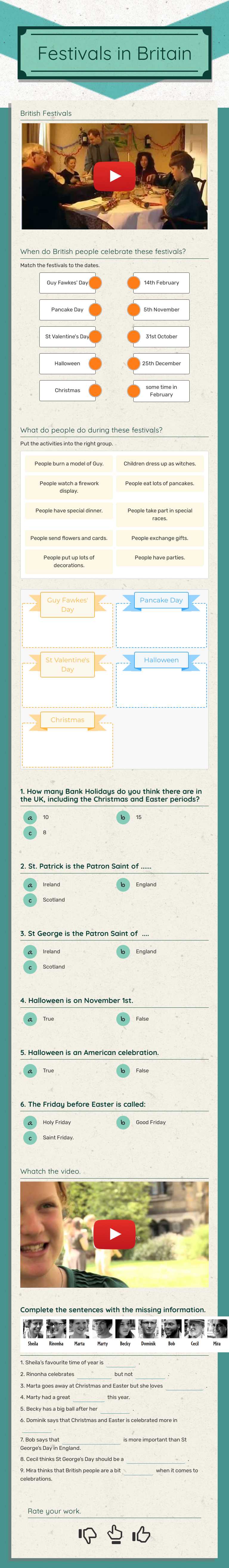 Festivals in 
Britain worksheet preview image
