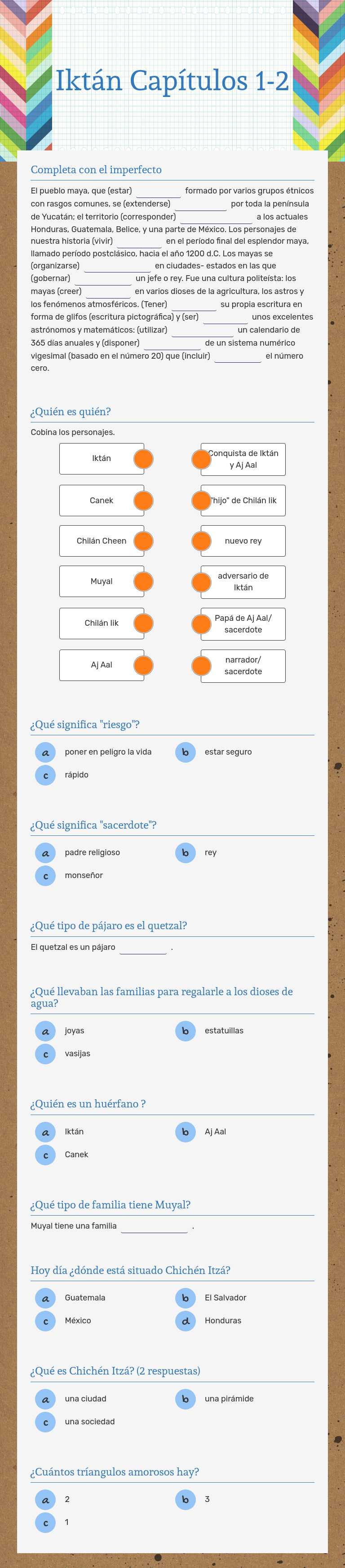 Iktán Capítulos 1-2 worksheet preview image