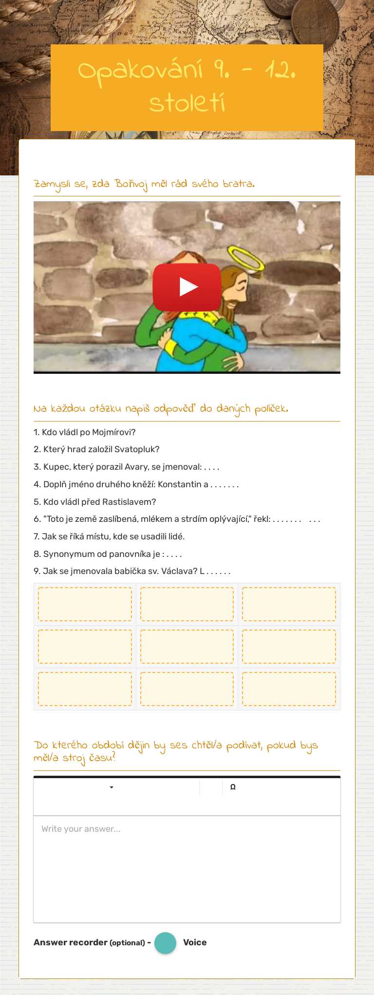 Opakování          9. - 12. století worksheet preview image