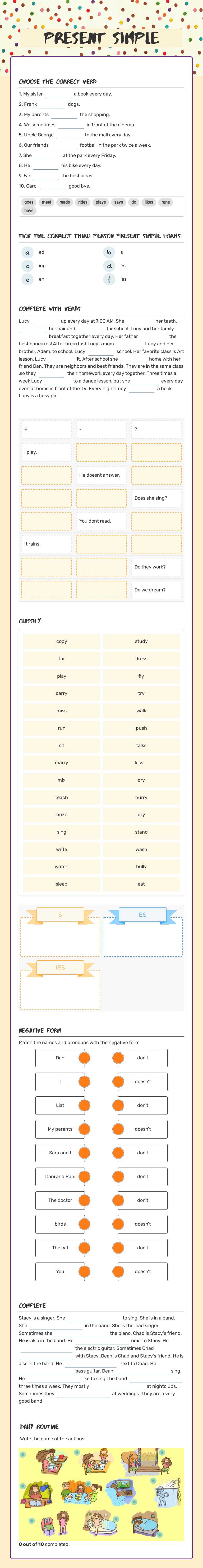 Present Simple worksheet preview