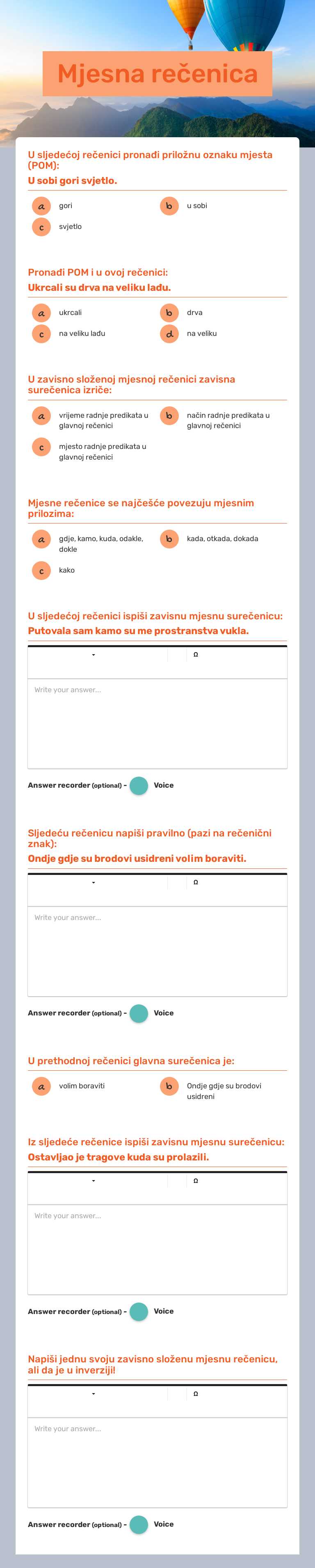 Mjesna rečenica worksheet preview image