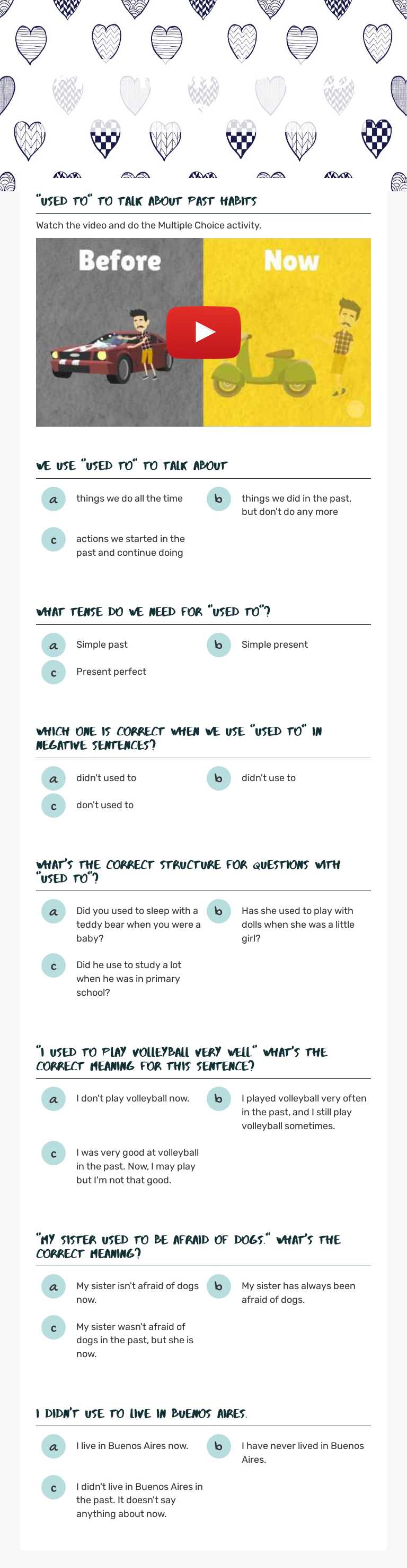 Past Habits - Used to worksheet preview image