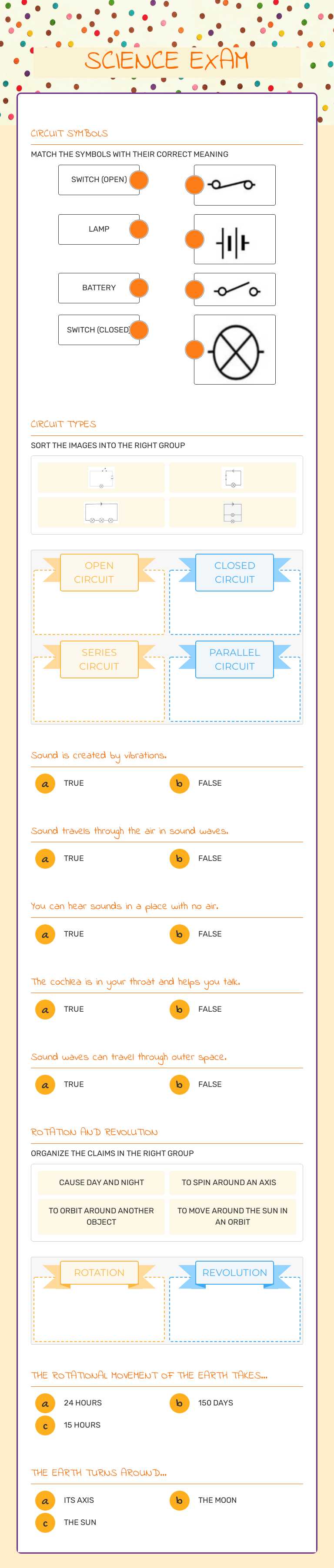 SCIENCE EXAM worksheet preview image