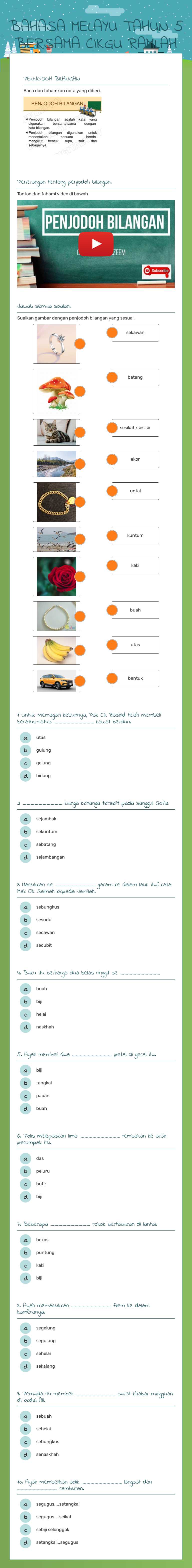 BAHASA MELAYU TAHUN 5 BERSAMA CIKGU RAMLAH worksheet preview image
