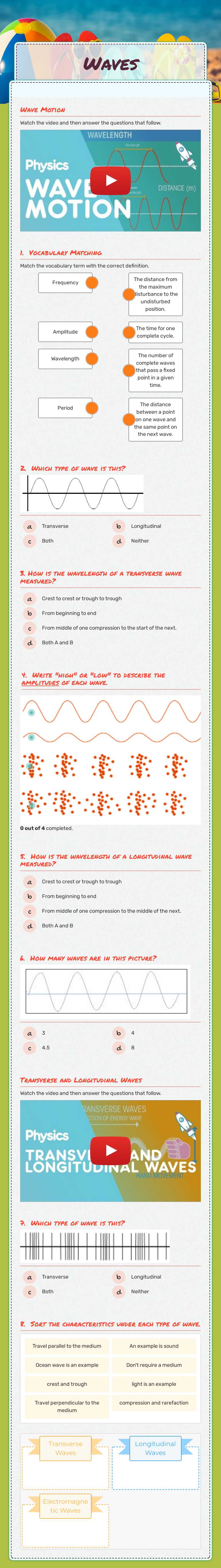 Waves worksheet preview image