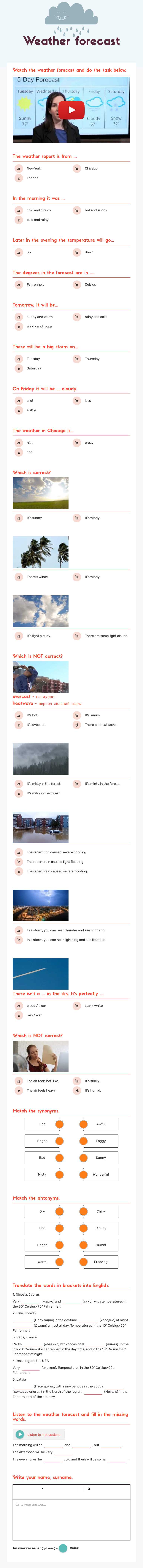 Weather forecast worksheet preview image