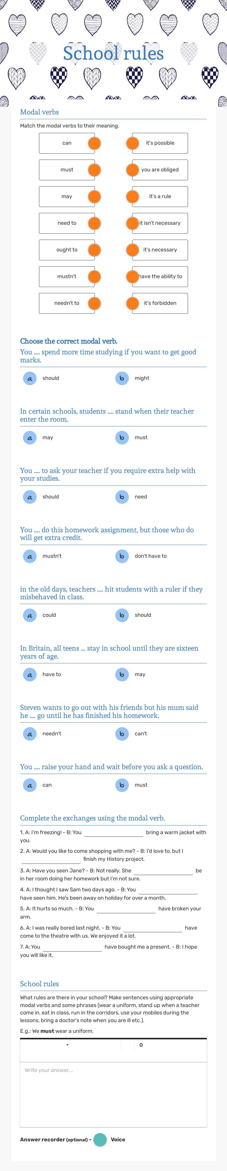 School rules worksheet preview image
