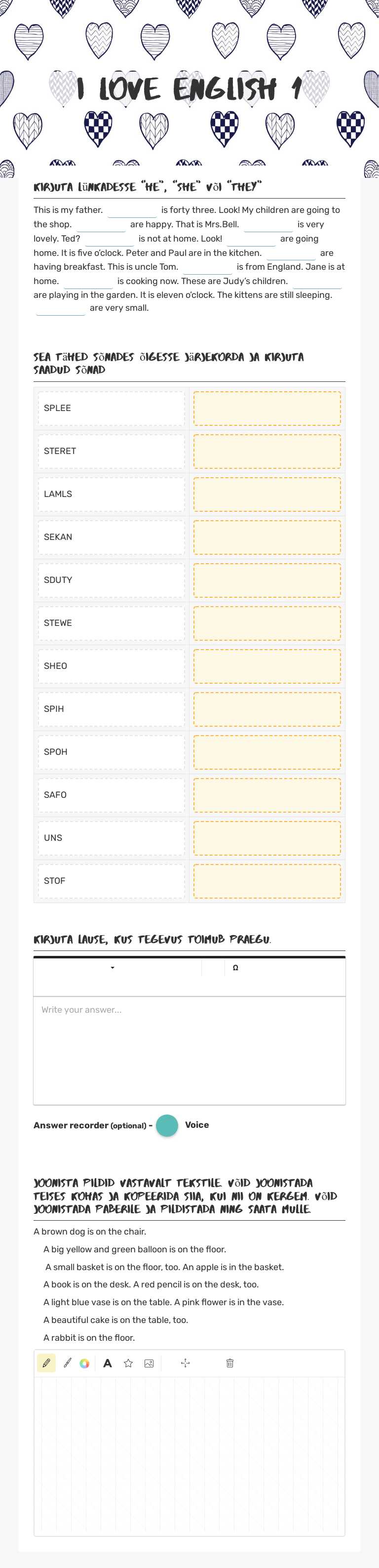 I love English 1 worksheet preview image