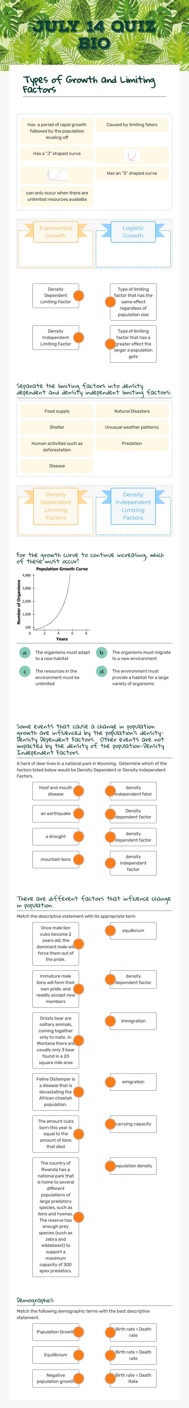 July 14 Quiz Bio worksheet preview image