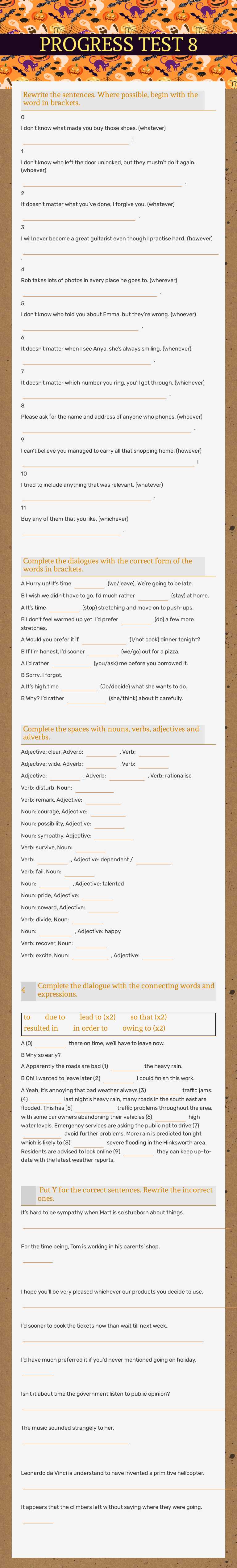 PROGRESS TEST 8 worksheet preview image