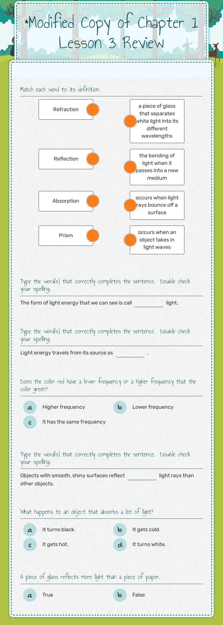 *Modified Copy of Chapter 1
Lesson 3 Review worksheet preview image