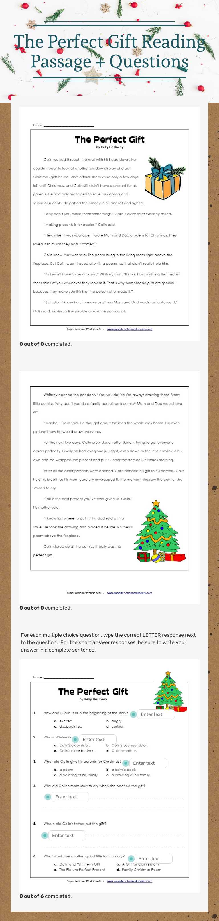 The Perfect Gift
Reading Passage + Questions worksheet preview image