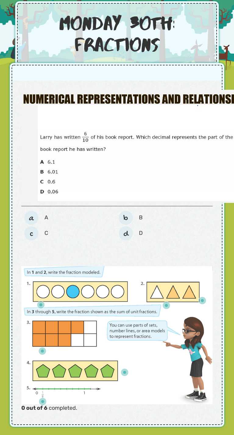 Monday 3oth: fractions worksheet preview image
