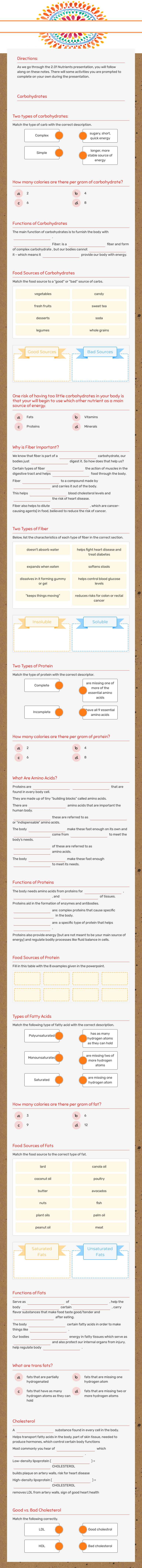 Macronutritents worksheet preview image