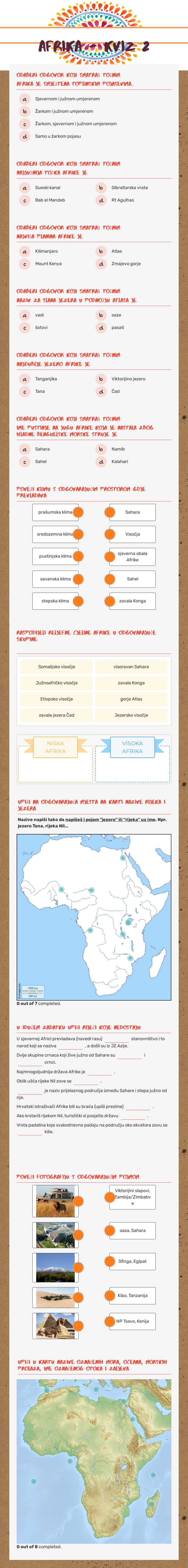 AFRIKA - kviz 2 worksheet preview image