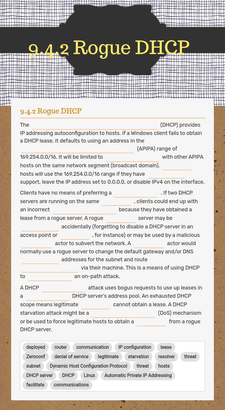 9.4.2 Rogue DHCP worksheet preview image