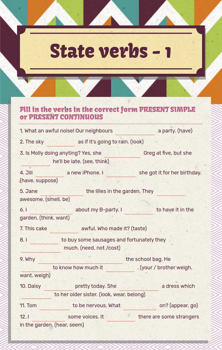 State verbs - 1 worksheet preview image