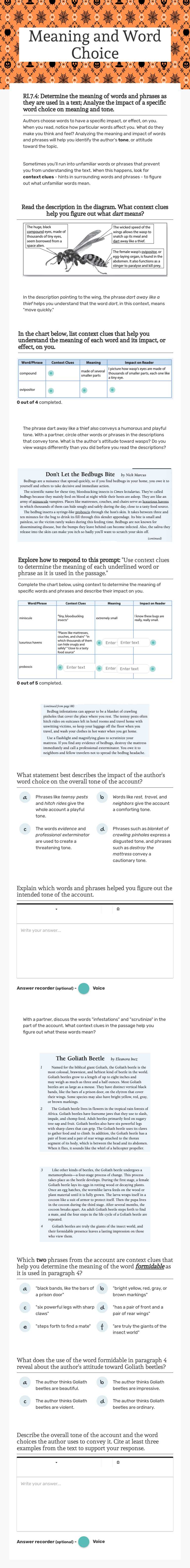 Meaning and Word Choice worksheet preview