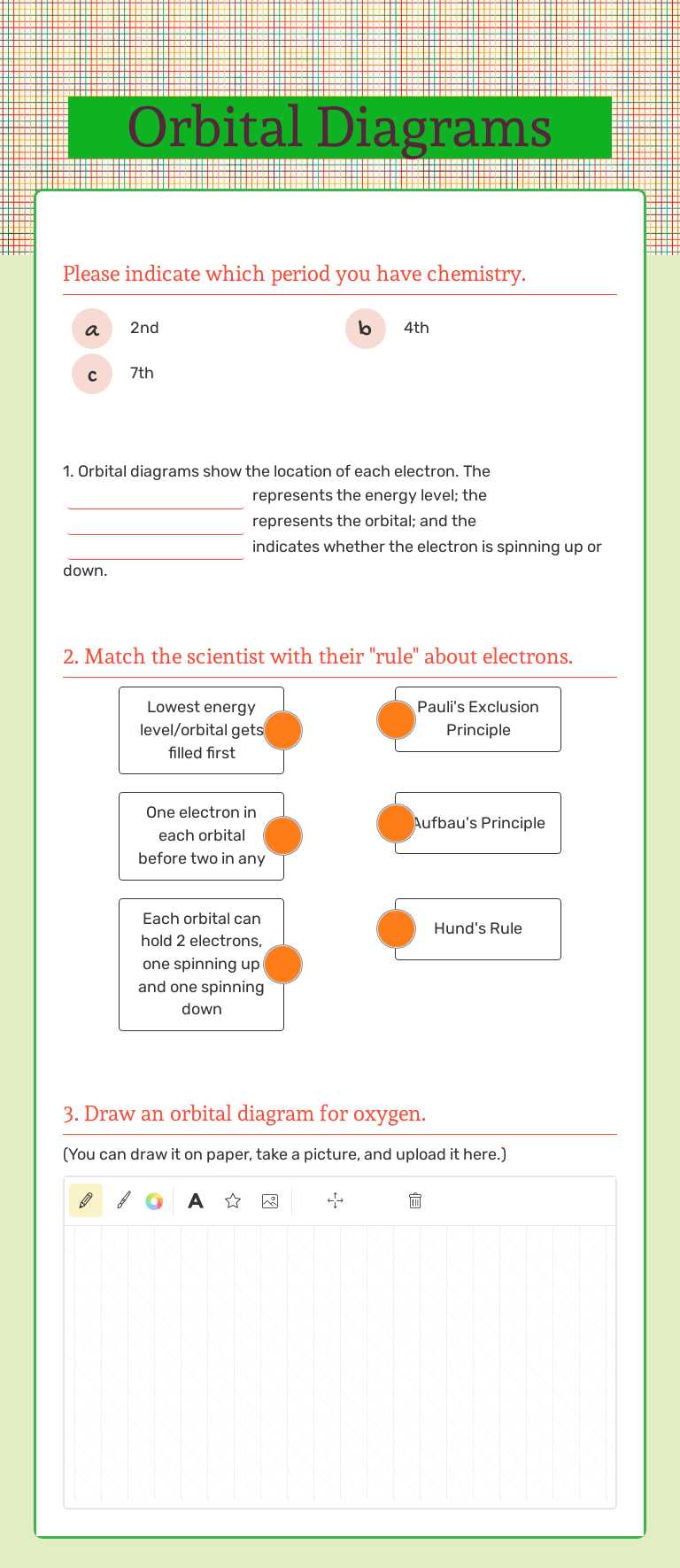 Orbital Diagrams Grade 10 worksheet preview