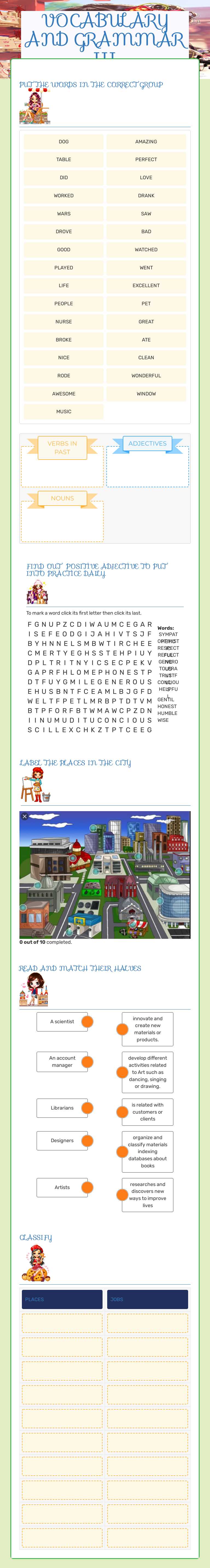 VOCABULARY AND GRAMMAR III worksheet preview image
