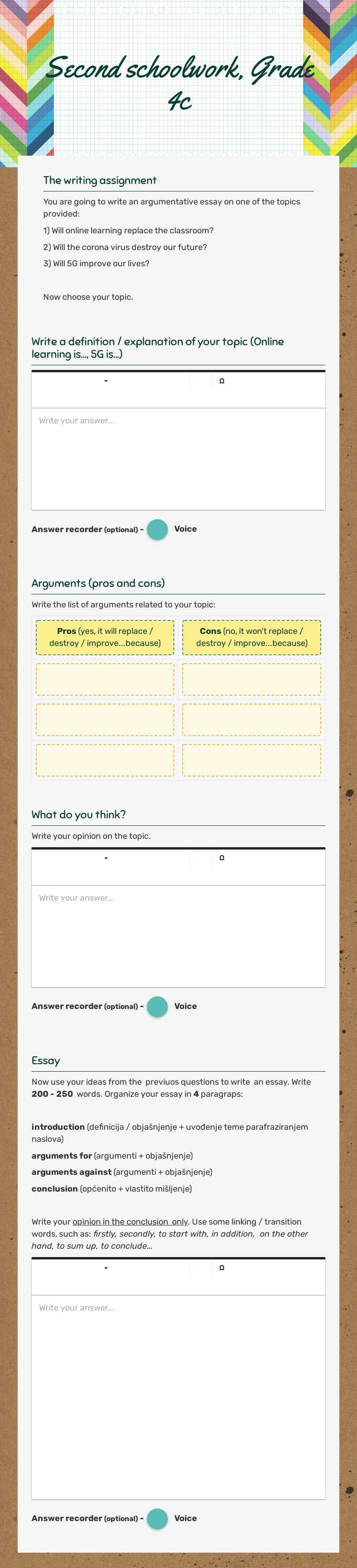 Second schoolwork, Grade 4c Grade 12 worksheet preview