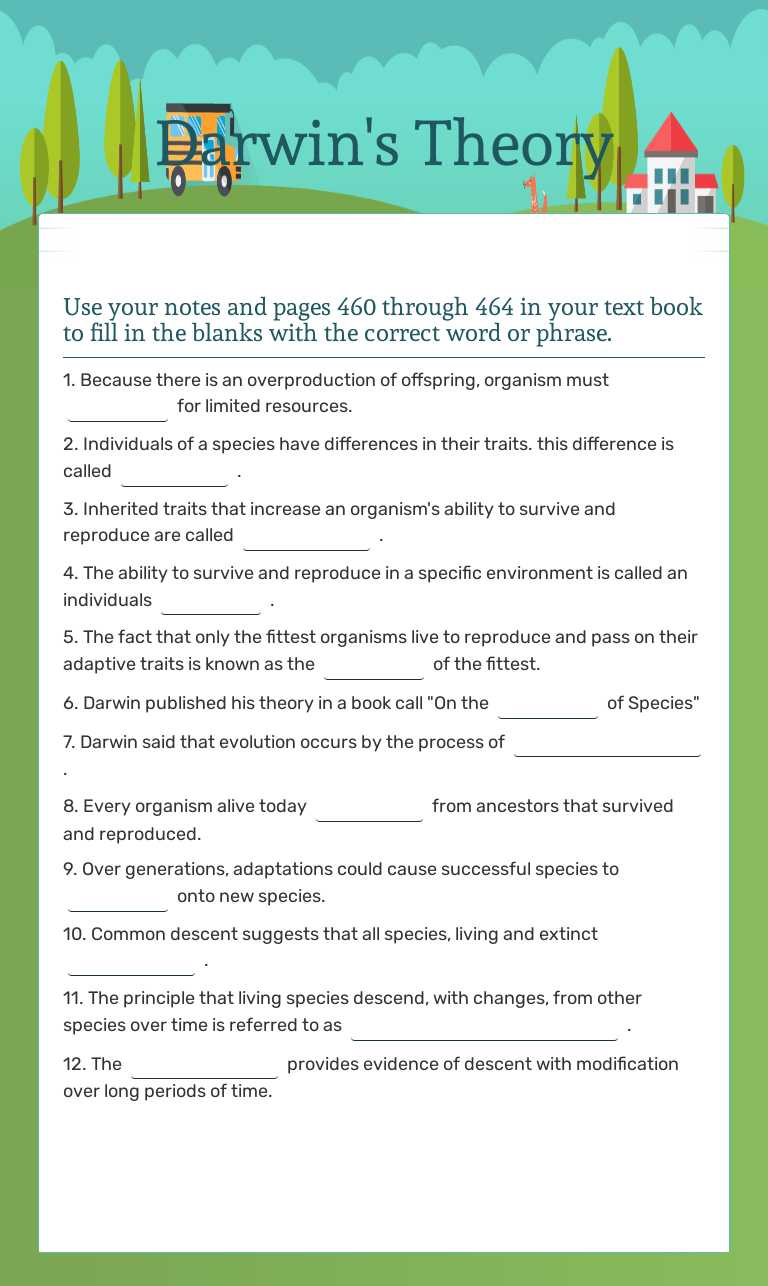 Darwin's Theory worksheet preview image