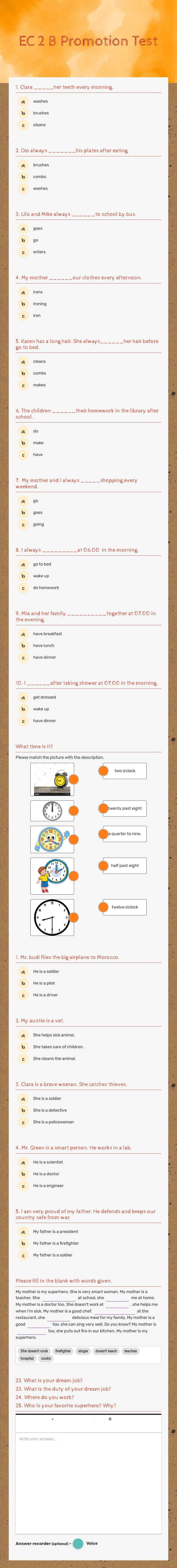 EC 2 B Promotion Test worksheet preview image