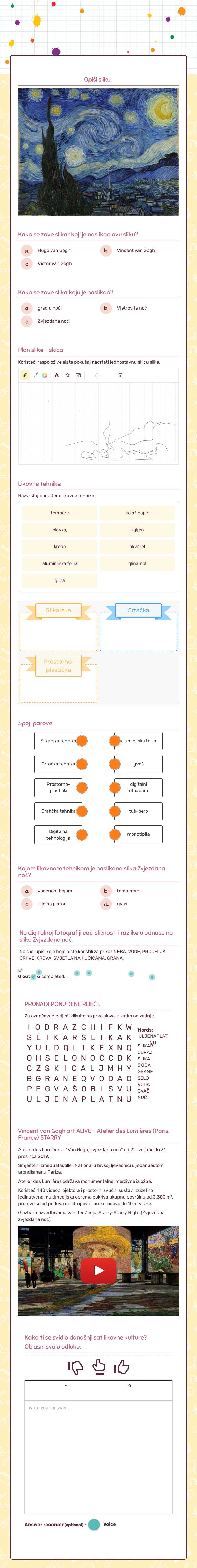 Likovna kultura worksheet preview image