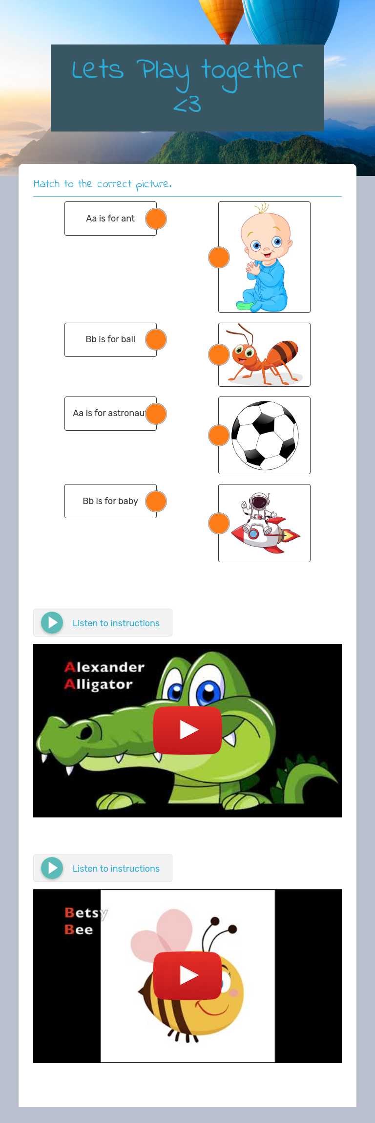 Lets Play together <3 worksheet preview image