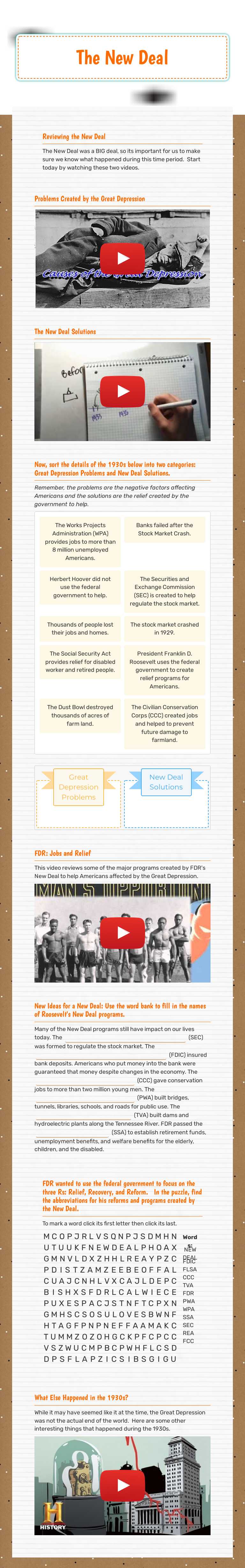 The New Deal worksheet preview image