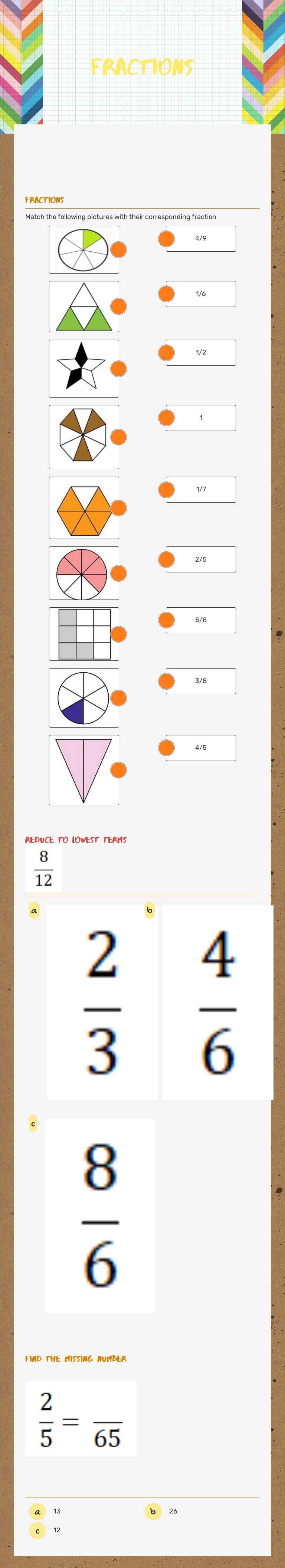 Fractions worksheet preview image
