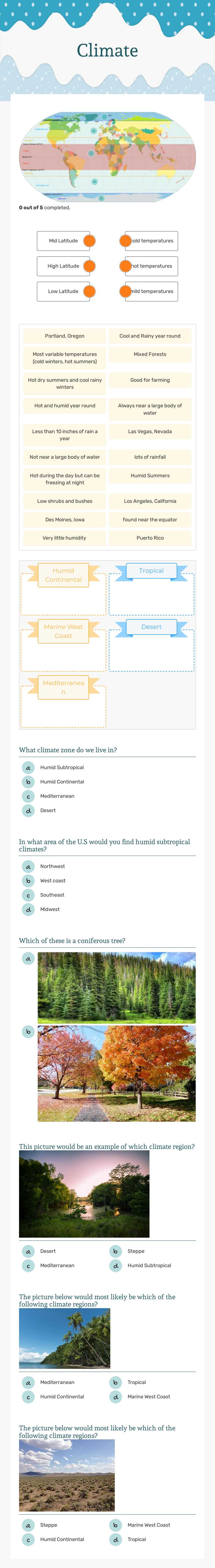 Climate Grade 9 worksheet preview