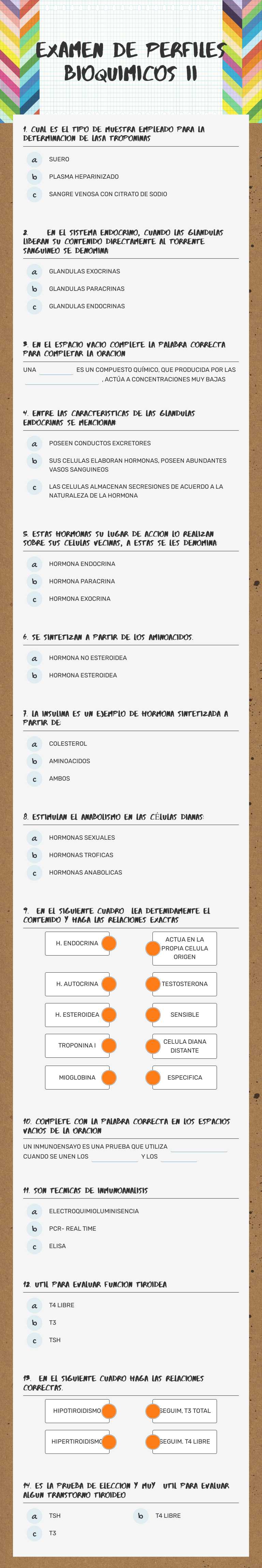 examen de perfiles bioquimicos ii worksheet preview image