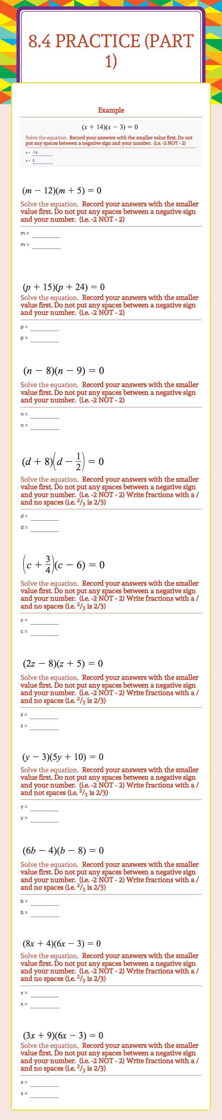 8.4 Practice 
(Part 1) worksheet preview image