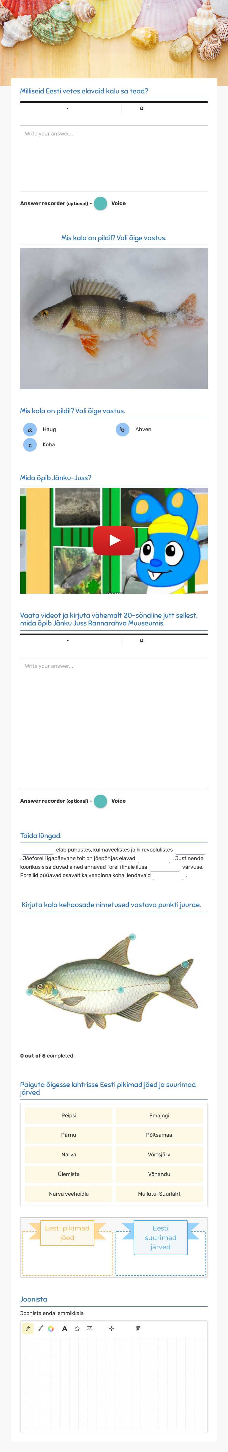 Eesti kalad worksheet preview image