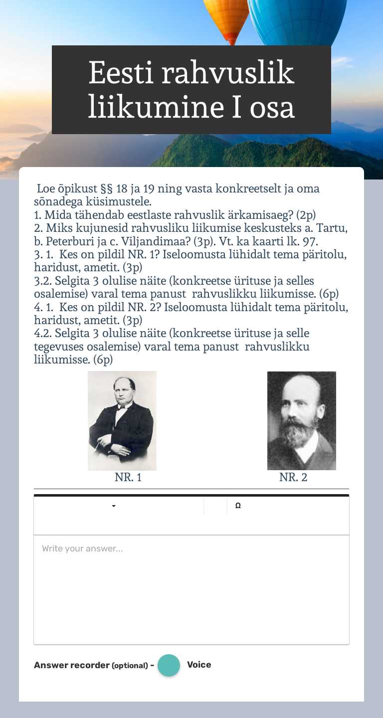 Eesti rahvuslik liikumine I osa worksheet preview image
