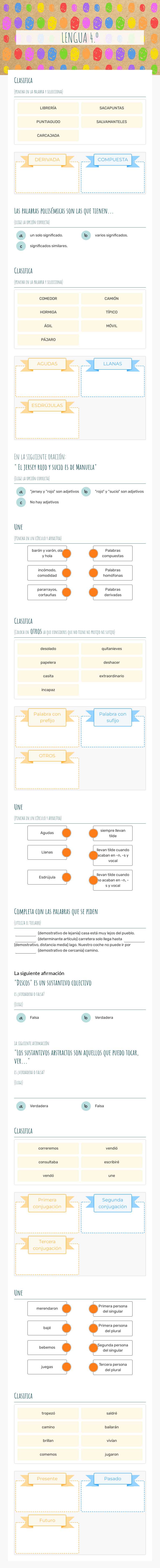 LENGUA 4.º worksheet preview image