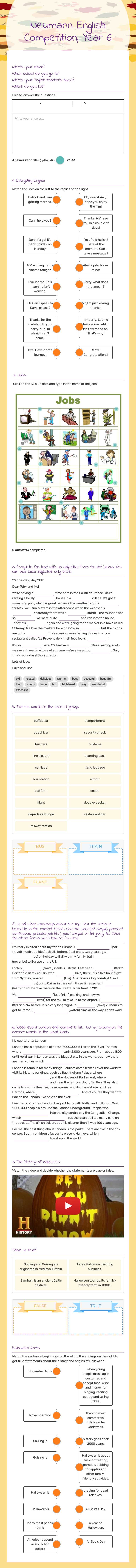 Neumann English 
Competition,
Year 6 worksheet preview image