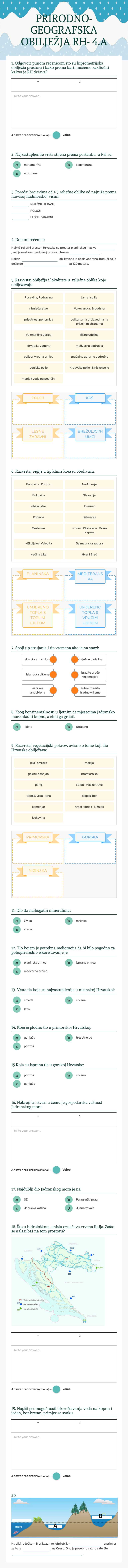 PRIRODNO-GEOGRAFSKA OBILJEŽJA RH- 4.A worksheet preview image