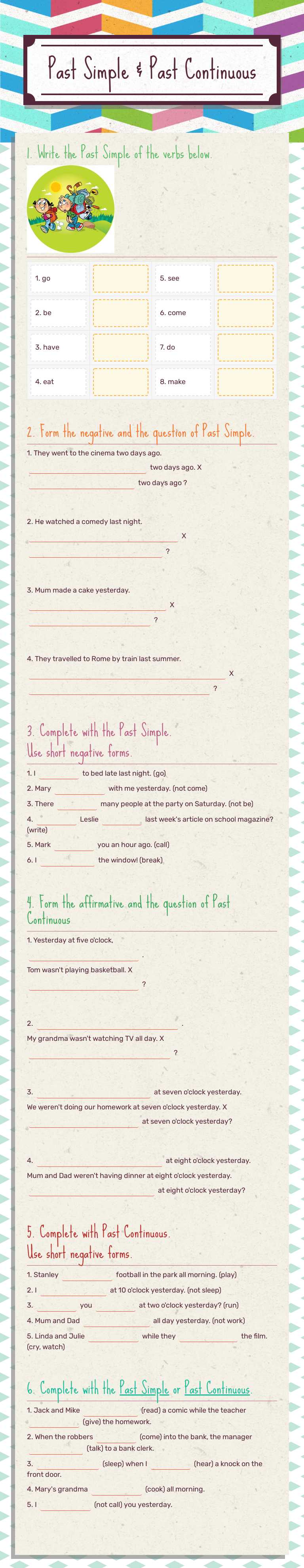Past Simple & Past Continuous worksheet preview image