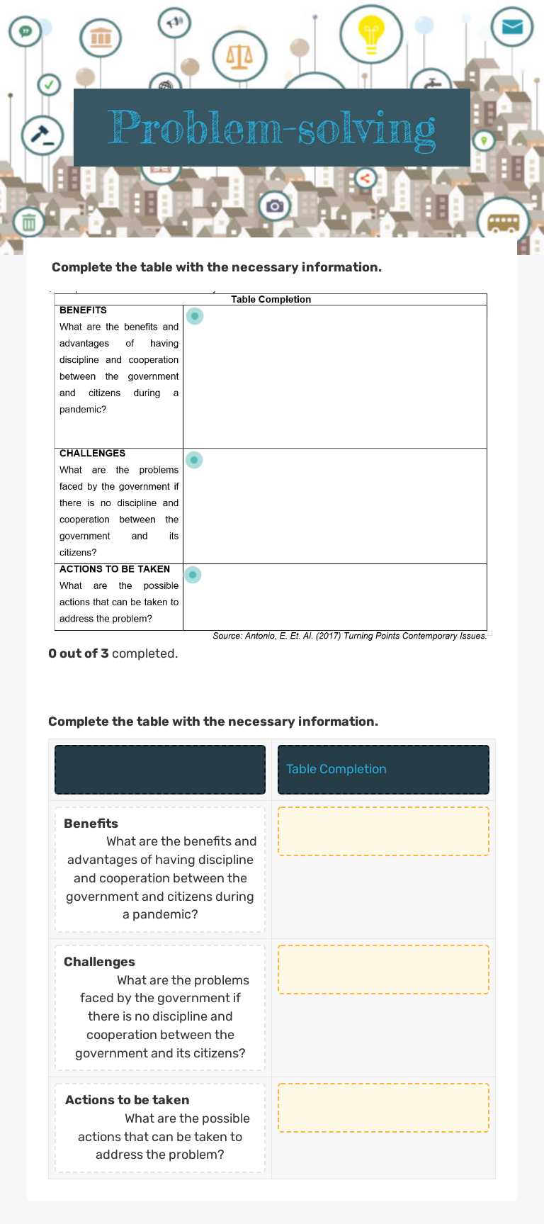 Problem-solving worksheet preview image