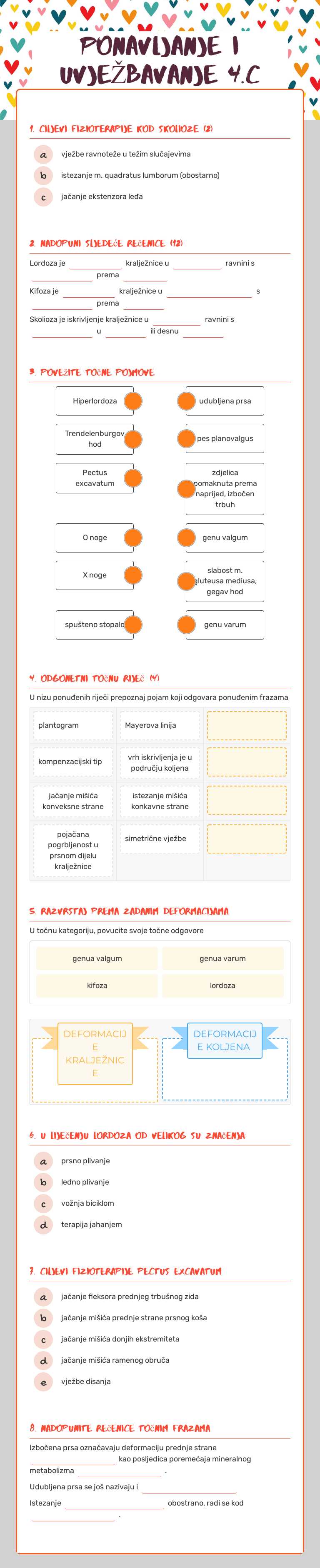 PONAVLJANJE I UVJEŽBAVANJE 4.C worksheet preview image
