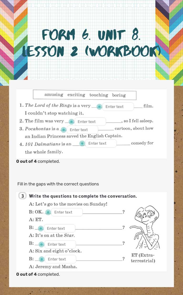 Form 6. Unit 8. lesson 2 (Workbook) Grade 6 worksheet preview